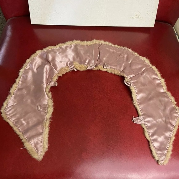 Vintage Genuine Fur Scarf Stole Collar EUC Tan Light Brown Antique Gimbels Box - Picture 2 of 5